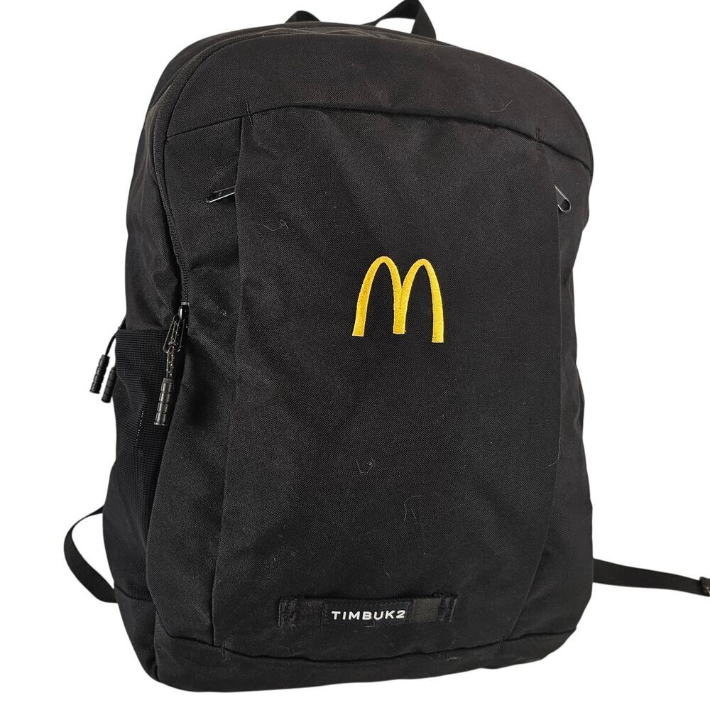 Timbuk2 McDonald’s Black Backpack Laptop School Travel Bag Yellow Logo 17x12x5
